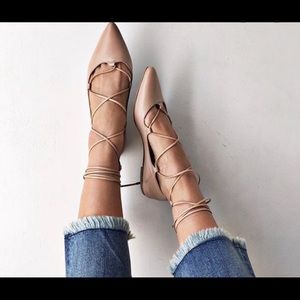 Steve Madden Sunshine Blush Leather Lace Up Flat